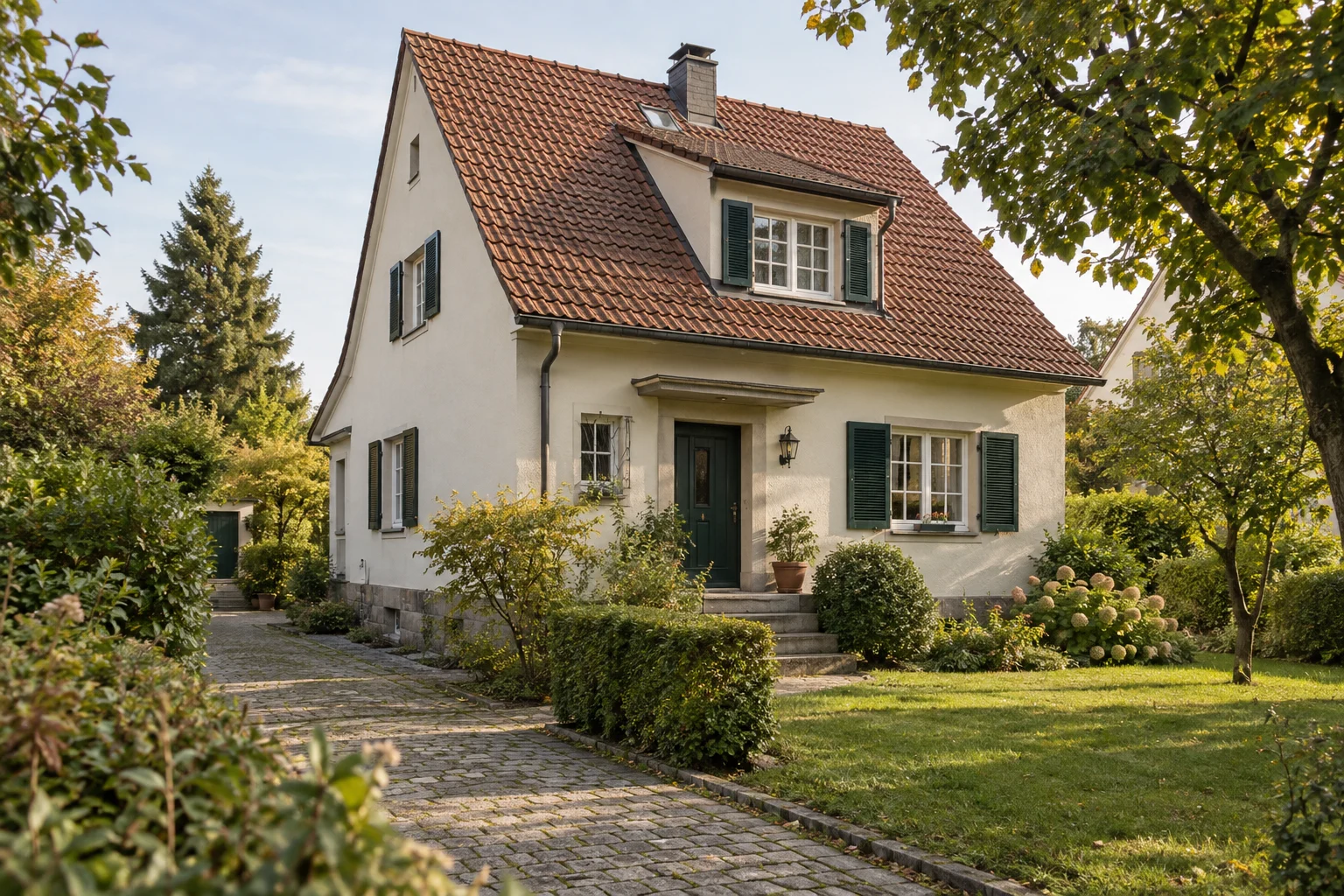 Älteres gepflegtes Wohnhaus mit Garten und freiem Weg zum Hauseingang