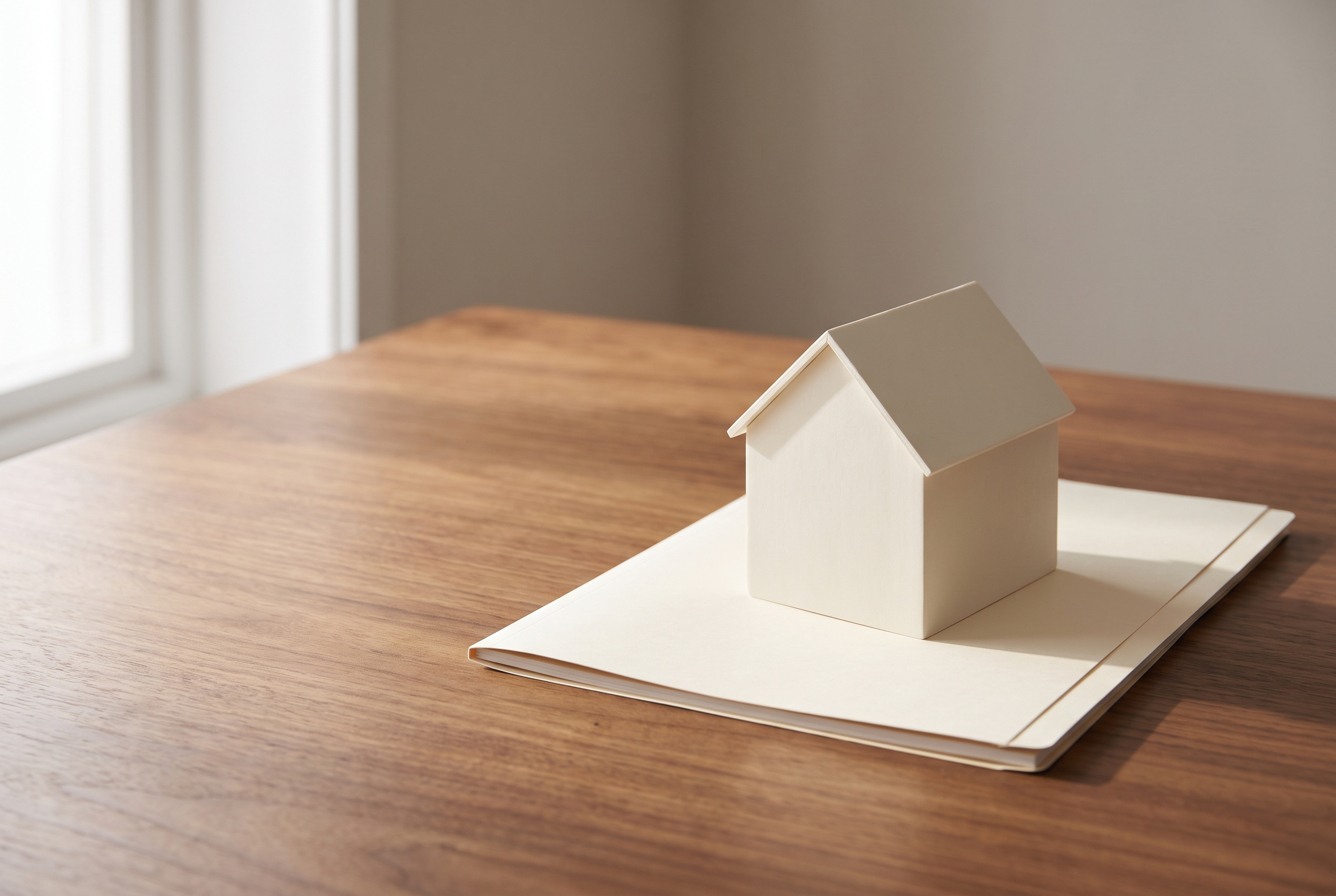 Neutrales Hausmodell als Symbol für eine Immobilienentscheidung